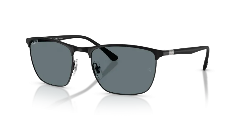 แว่นกันแดด Rayban RB3686-186/3R Matte Black On Black Dark Blue Polarized Rayban RB3686 186/3R แว่นกันแดดกรอบเหล็กดำด้านเลนส์โพลาไรซ์สีน้ำเงินเข้ม สำหรับทุกเพศ