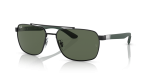 Rayban RB3701-002/71 002/71 แว่นกันแดดกรอบดำขาแว่นยืดหยุ่นเลนส์เขียวเข้ม สำหรับผู้ชาย