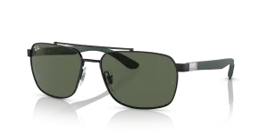 Rayban RB3701-002/71 002/71 แว่นกันแดดกรอบดำขาแว่นยืดหยุ่นเลนส์เขียวเข้ม สำหรับผู้ชาย