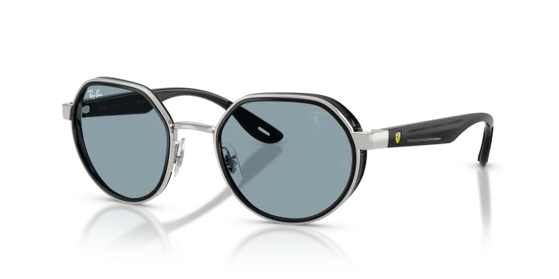 แว่นกันแดด Rayban Scuderia Ferrari RB3703M-F12272 Silver Azure แว่นกันแดด Rayban RB3703M-F12272 มุมเฉียง สีเงิน สำหรับทุกเพศ