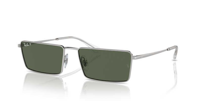 แว่นกันแดด Rayban Emy RB3741-003/9A Silver Dark Green Polarized Rayban Emy RB3741-003/9A แว่นกันแดดทรงสี่เหลี่ยมผืนผ้าสีเงินเลนส์เขียวเข้มโพลาไรซ์ ทั้งชายและหญิง