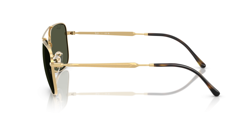 แว่นกันแดด Rayban RB3755 001/31 มุมข้าง ขาแว่นสีทองขัดเงา
