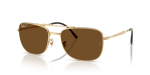 Rayban RB3755 001/57 แว่นกันแดดสีอะริสต้าทอง เลนส์โพลาไรซ์น้ำตาล ยูนิเซ็กซ์