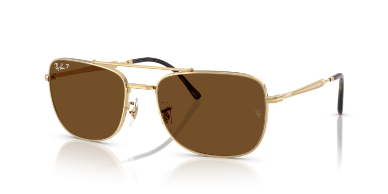 Rayban RB3755 001/57 แว่นกันแดดสีอะริสต้าทอง เลนส์โพลาไรซ์น้ำตาล ยูนิเซ็กซ์