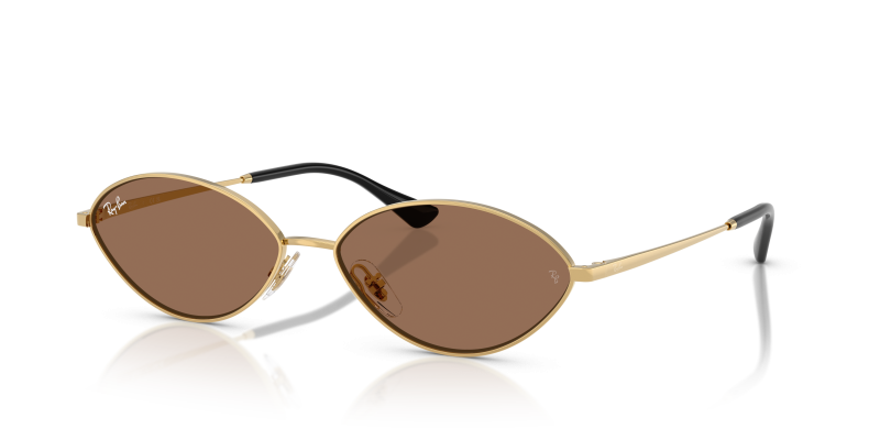 แว่นกันแดด Rayban Kai RB3757-001/73 Gold Dark Brown Rayban Kai RB3757-001/73 แว่นกันแดดทรงวงรีสีGold สำหรับทุกเพศ