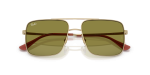 แว่นกันแดด Rayban Ari RB3758-9213/2 Pale Gold Green Rayban RB3758 9213/2 close-up ด้านหน้า