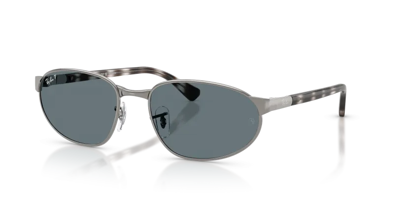 Rayban RB3777 004/3R แว่นกันแดดโพลาไรซ์ทรงเรขาคณิตสีกันเมทัล-น้ำเงินเข้ม ทั้งสองเพศ