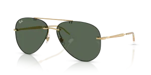 Rayban RB3791 001/71 แว่นกันแดดทรงนักบินไร้ขอบสีทองอะริสต้าเลนส์เขียวเข้ม สำหรับทุกเพศ