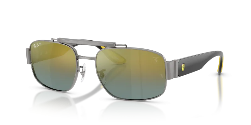 แว่นกันแดด Rayban RB3797M-F065J0 Gunmetal Polarized+ Gold แว่นกันแดด Rayban RB3797M-F065J0 มุมเฉียง สีกันเมทัล สำหรับทุกเพศ