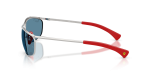 แว่นกันแดด Rayban RB3819M F007S2 มุมข้าง ขาแว่นโลหะสีเงิน Scuderia Ferrari