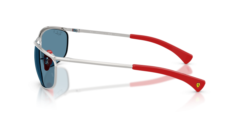 แว่นกันแดด Rayban RB3819M F007S2 มุมข้าง ขาแว่นโลหะสีเงิน Scuderia Ferrari