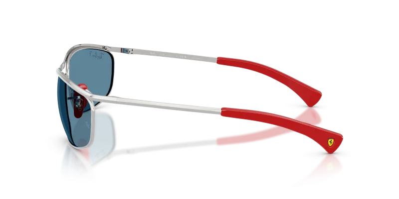 แว่นกันแดด Rayban RB3819M F007S2 มุมข้าง ขาแว่นโลหะสีเงิน Scuderia Ferrari