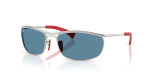 Rayban RB3819M F007S2 แว่นกันแดดสีเงินเลนส์โพลาไรซ์น้ำเงิน สำหรับทุกเพศ
