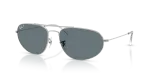 Rayban RB3945-003/3R แว่นกันแดดทรงเรขาคณิตสีเงินเลนส์โพลาไรซ์น้ำเงินเข้ม ยูนิเซ็กซ์