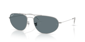 Rayban RB3945-003/3R แว่นกันแดดทรงเรขาคณิตสีเงินเลนส์โพลาไรซ์น้ำเงินเข้ม ยูนิเซ็กซ์