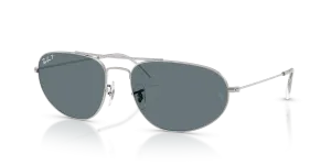 Rayban RB3945-003/3R แว่นกันแดดทรงเรขาคณิตสีเงินเลนส์โพลาไรซ์น้ำเงินเข้ม ยูนิเซ็กซ์