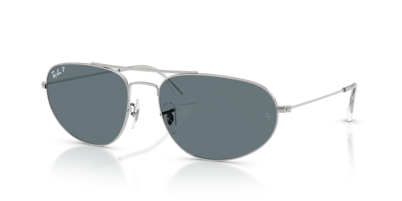แว่นกันแดด Rayban RB3945-003/3R Silver Dark Blue Polarized Rayban RB3945-003/3R แว่นกันแดดทรงเรขาคณิตสีเงินเลนส์โพลาไรซ์น้ำเงินเข้ม ยูนิเซ็กซ์