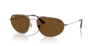 Rayban RB3945-004/57 แว่นกันแดดทรงเรขาคณิตสีกันเมทัลเลนส์โพลาไรซ์น้ำตาล ยูนิเซ็กซ์