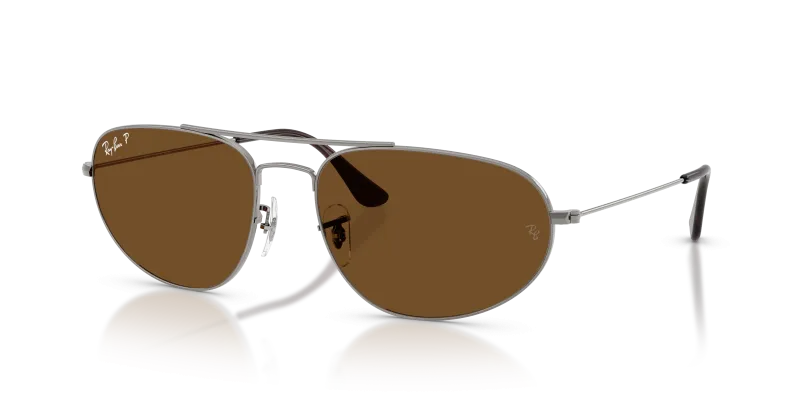 Rayban RB3945-004/57 แว่นกันแดดทรงเรขาคณิตสีกันเมทัลเลนส์โพลาไรซ์น้ำตาล ยูนิเซ็กซ์