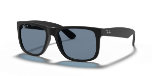 Rayban Justin RB4165F-622/2V แว่นกันแดดกรอบไนลอนดำรับเบอร์เลนส์โพลาไรซ์น้ำเงิน ผู้ชาย