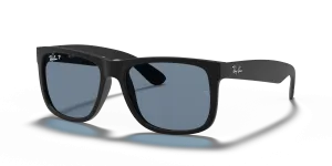 Rayban Justin RB4165F-622/2V แว่นกันแดดกรอบไนลอนดำรับเบอร์เลนส์โพลาไรซ์น้ำเงิน ผู้ชาย