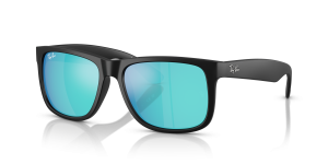 Rayban Justin RB4165F-622/55 แว่นกันแดดกรอบไนลอนดำรับเบอร์เลนส์มิเรอร์น้ำเงิน ผู้ชาย