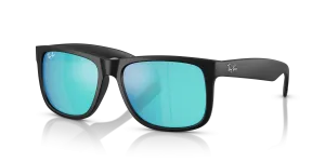 Rayban Justin RB4165F-622/55 แว่นกันแดดกรอบไนลอนดำรับเบอร์เลนส์มิเรอร์น้ำเงิน ผู้ชาย