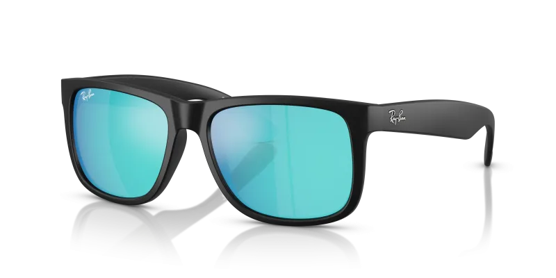 Rayban Justin RB4165F-622/55 แว่นกันแดดกรอบไนลอนดำรับเบอร์เลนส์มิเรอร์น้ำเงิน ผู้ชาย