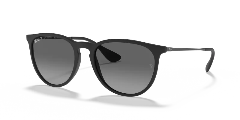 แว่นกันแดด Rayban Erika RB4171F-622/T3 Black Rubber Light Grey Rayban Erika RB4171F 622/T3 แว่นกันแดดผิวรับเบอร์ด้าน เลนส์โพลาไรซ์เทาไล่ระดับ สำหรับผู้หญิง