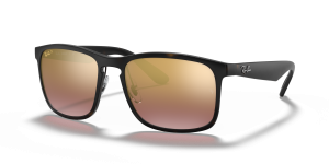 Rayban RB4264 894/6B แว่นกันแดดทรงสี่เหลี่ยมจัตุรัสลายฮาวานาผิวด้านเลนส์โพลาไรซ์ปรอทม่วง สำหรับผู้ชาย
