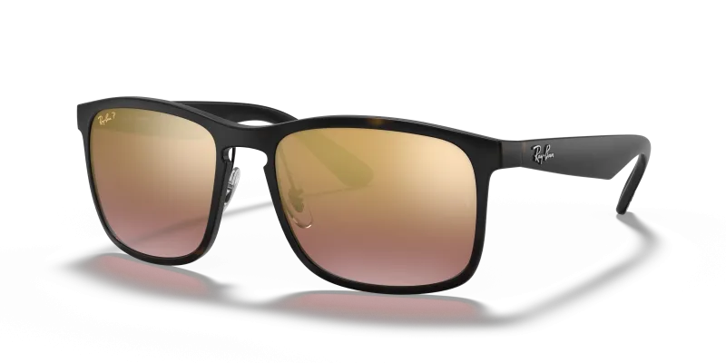 Rayban RB4264 894/6B แว่นกันแดดทรงสี่เหลี่ยมจัตุรัสลายฮาวานาผิวด้านเลนส์โพลาไรซ์ปรอทม่วง สำหรับผู้ชาย