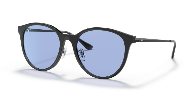 Rayban RB4334D 601/80 แว่นกันแดดทรงสี่เหลี่ยมจัตุรัสสีดำเลนส์น้ำเงินคลาสสิก ทั้งชายและหญิง