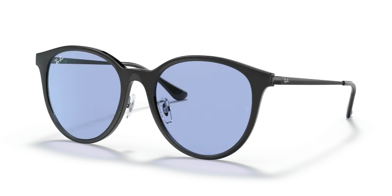 Rayban RB4334D 601/80 แว่นกันแดดทรงสี่เหลี่ยมจัตุรัสสีดำเลนส์น้ำเงินคลาสสิก ทั้งชายและหญิง