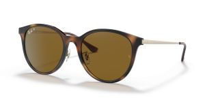 Rayban RB4334D 710/83 แว่นกันแดดทรงสี่เหลี่ยมจัตุรัสฮาวานาอ่อนเลนส์โพลาไรซ์น้ำตาล ทั้งชายและหญิง