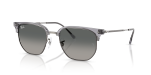 แว่นกันแดด Rayban RB4416-679271 มุมเฉียง สีเทาโปร่งแสงบนสีกันเมทัล สำหรับทุกเพศ