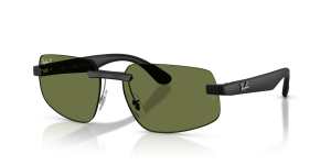 Rayban RB4475CH-601S/2 601S/2 แว่นกันแดดทรงเรขาคณิตไร้ขอบ เลนส์โพลาไรซ์เขียว Sand Black ยูนิเซ็กซ์