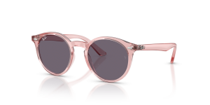 แว่นกันแดด Rayban RJ9064S-72181A มุมเฉียง สีชมพูโปร่งใส สำหรับเด็กทุกเพศ