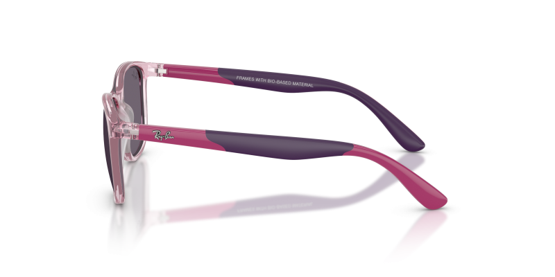 แว่นกันแดด Rayban Junior Disney Zootopia RJ9077SF 72311A มุมข้าง ทรงสี่เหลี่ยมจัตุรัสสีชมพูโปร่งใส