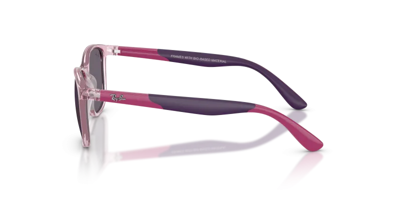 แว่นกันแดด Rayban Junior Disney Zootopia RJ9077SF 72311A มุมข้าง ทรงสี่เหลี่ยมจัตุรัสสีชมพูโปร่งใส