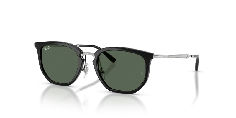 Rayban RJ9085S 100/71 แว่นกันแดดเด็กทรงเรขาคณิต สีดำเลนส์เขียวเข้ม