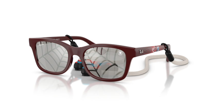 แว่นกันแดด Rayban RJ9086SF-7232AI Dark Red Grey Tampo Triangles แว่นกันแดด Rayban RJ9086SF-7232AI มุมเฉียง สีแดงเข้ม สำหรับเด็กทุกเพศ