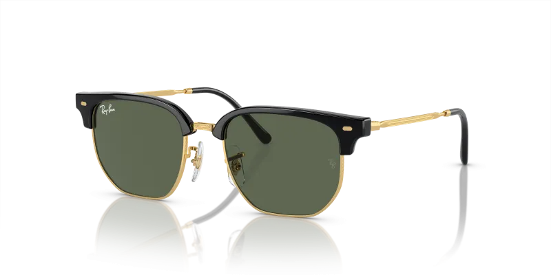 แว่นกันแดด Rayban Junior New Clubmaster RJ9116S-100/71 Black on Gold Dark Green Rayban RJ9116S-100/71 แว่นกันแดดเด็ก ดำพื้นทอง (Black on Gold) เลนส์เขียวเข้ม เด็ก