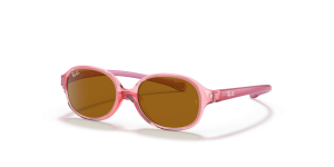 Rayban RJ9187S 7080/3 แว่นกันแดดเด็กทรงวงรี สีแดงอ่อนโปร่งใสเลนส์น้ำตาล