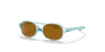 Rayban RJ9187S 7081/3 แว่นกันแดดเด็กทรงวงรี สีฟ้าอ่อนโปร่งใสเลนส์น้ำตาล