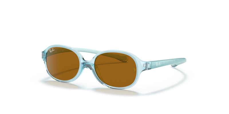 Rayban RJ9187S 7081/3 แว่นกันแดดเด็กทรงวงรี สีฟ้าอ่อนโปร่งใสเลนส์น้ำตาล