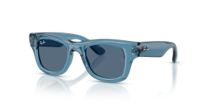 แว่นกันแดด Rayban RJ9240S-722280 มุมเฉียง สีน้ำเงินโปร่งใส สำหรับเด็กทุกเพศ
