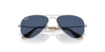 แว่นกันแดด Rayban Junior Aviator RJ9506S-301/80 Silver Dark Blue Rayban RJ9506S-301/80 close-up ด้านหน้า
