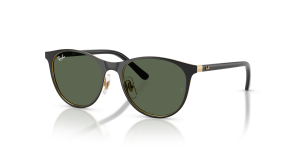Rayban RJ9552S 294/71 แว่นกันแดดเด็กทรงกลมโลหะ สีดำพื้นทองเลนส์เขียวเข้ม