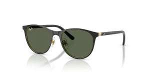 Rayban RJ9552S 294/71 แว่นกันแดดเด็กทรงกลมโลหะ สีดำพื้นทองเลนส์เขียวเข้ม