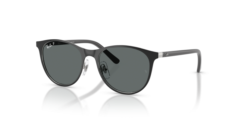 Rayban RJ9552S 295/81 แว่นกันแดดเด็กโพลาไรซ์ สีดำพื้นเงินเลนส์เทาเข้ม